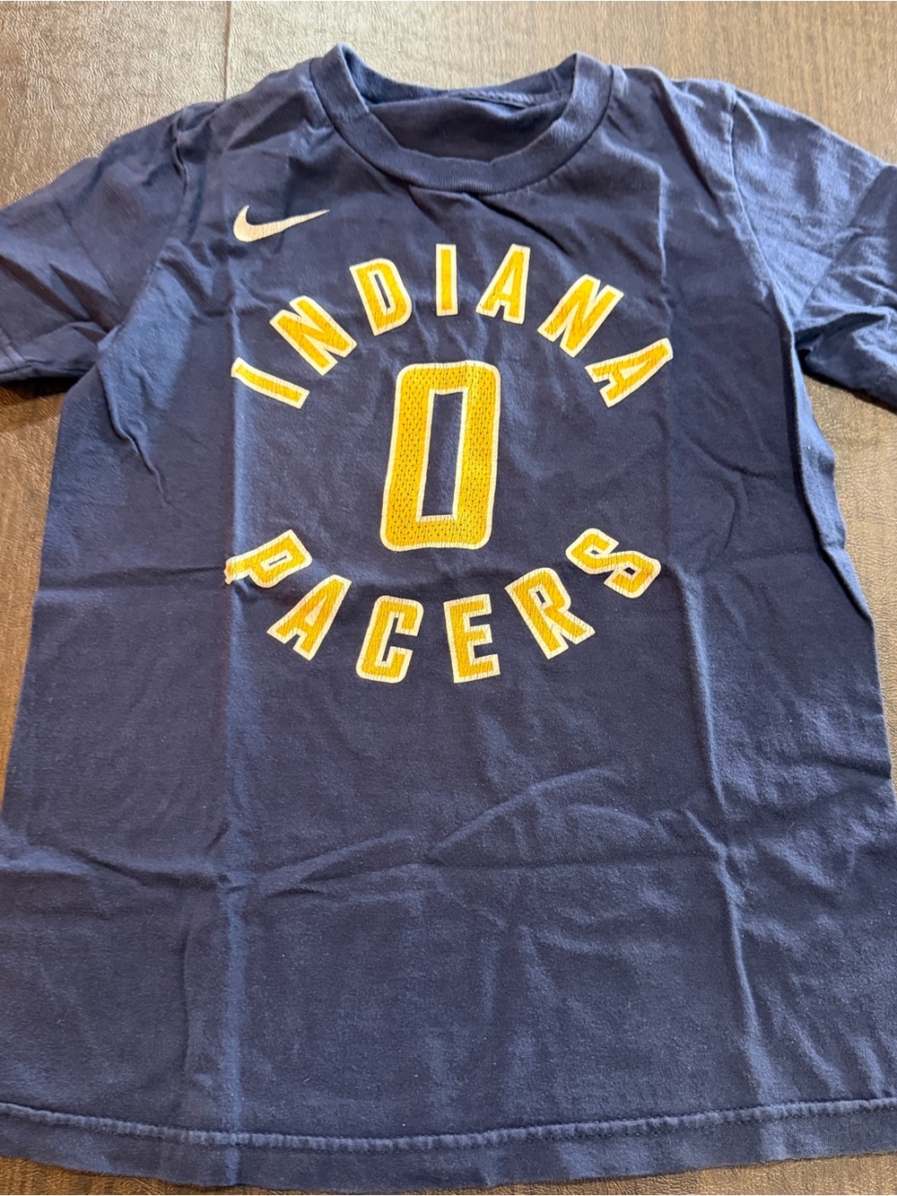 Nike Kid's Indiana Pacers Basketball Navy & Gold Tee Sz S